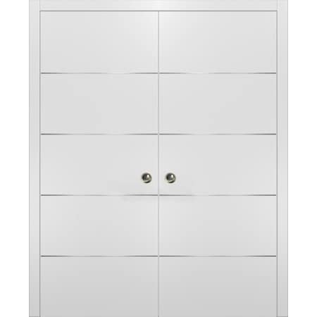 Sartodoors Double Pocket Sliding White 36x80 with Strips Planum 0020  Frames Trims Pulls Hardware Closet  Core PLANUM20DP-BEM-36